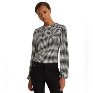 Lauren Ralph Lauren | NWT Women's Houndstooth Twist-Front Jersey Top XL